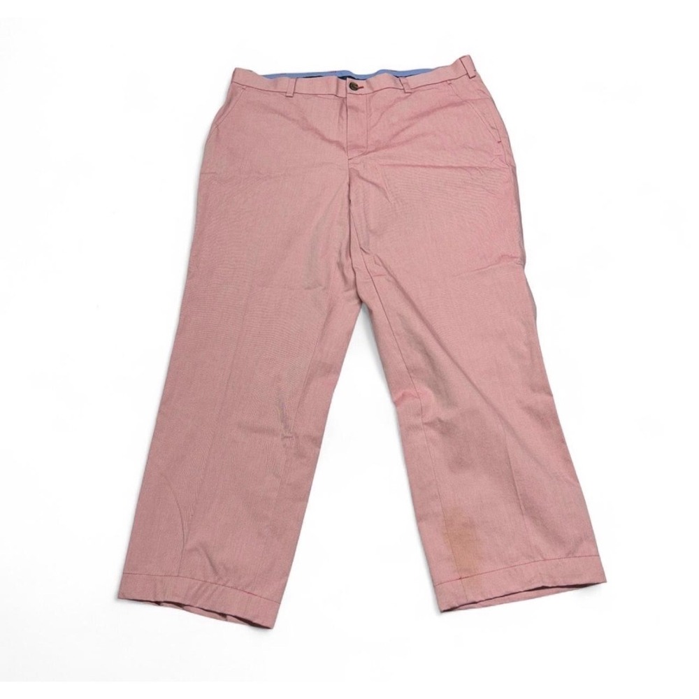 Brooks Brothers Clark Chino Pants Mens 36x30 Red White Micro Check Cotton Pink